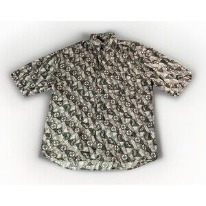 Bruno B Italy 100% Silk Shirt Mens M Green Abstract Paisley 90s Vintage